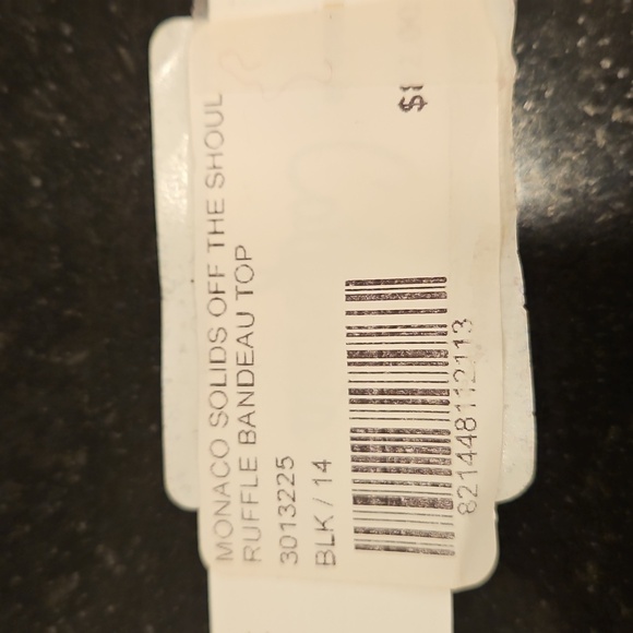 💕TRINA TURK💕 Monaco Solids Off The Shoulder Bandeau Bikini Top ~ Black 14 NWT - Picture 12 of 12